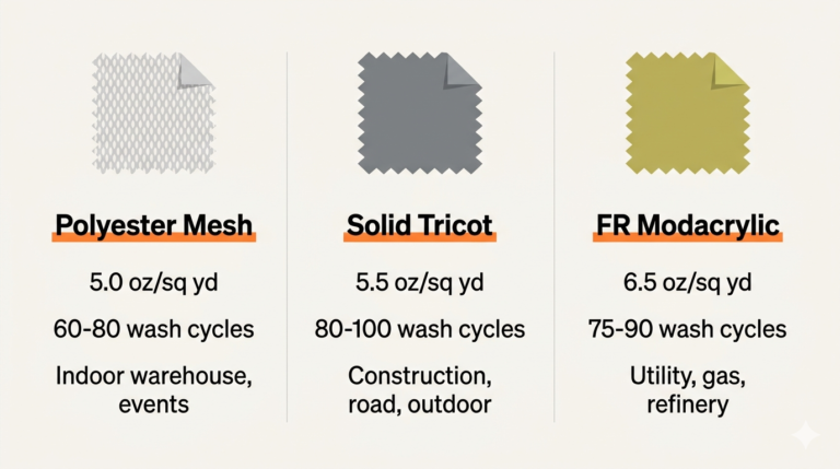 Mesh vs. Solid Tricot vs. FR Modacrylic: A Hi-Vis Vest Material Engineering Guide